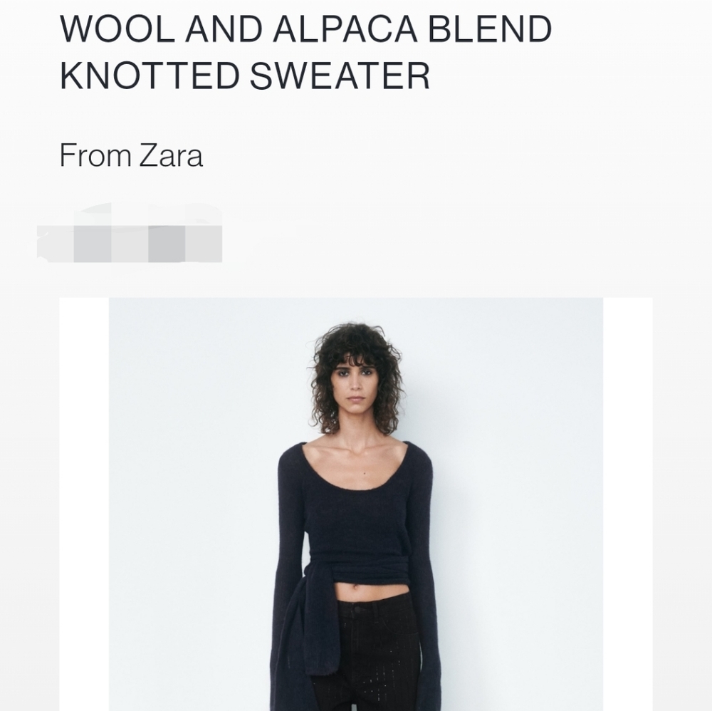 ISO Zara Dark Blue Alpaca/ Wool Blend knotted sweater